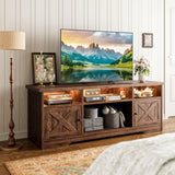 65 Inch Farmhouse TV Stand with Power Outlet & LED Lights
