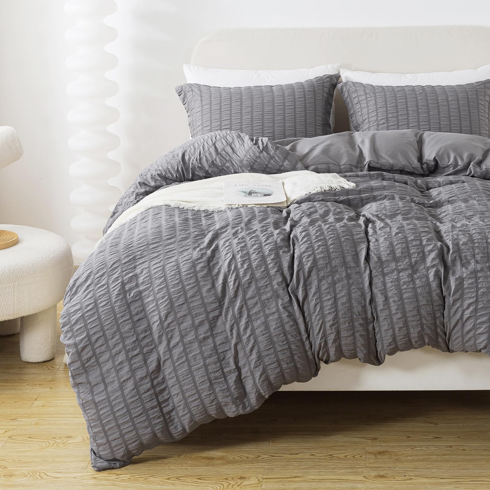Duvet Cover Twin Size, 3 Pieces (1 Duvet Cover + 2 Pillow Cases) Soft Washed Microfiber