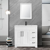 36” Luxurious Bathroom Vanity with Ceramic Sink Combo, White Bathroom Cabinet