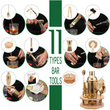 Cocktail Shaker Set Bartender Kit with Rotating Bamboo Stand,11 Piece Bar Set