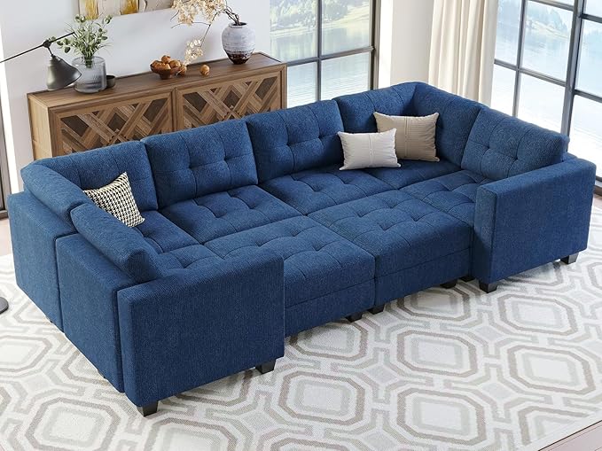 Storage Modular Sleeper Sofa Sectional Couch with Wide Chaises Convertible Sectional