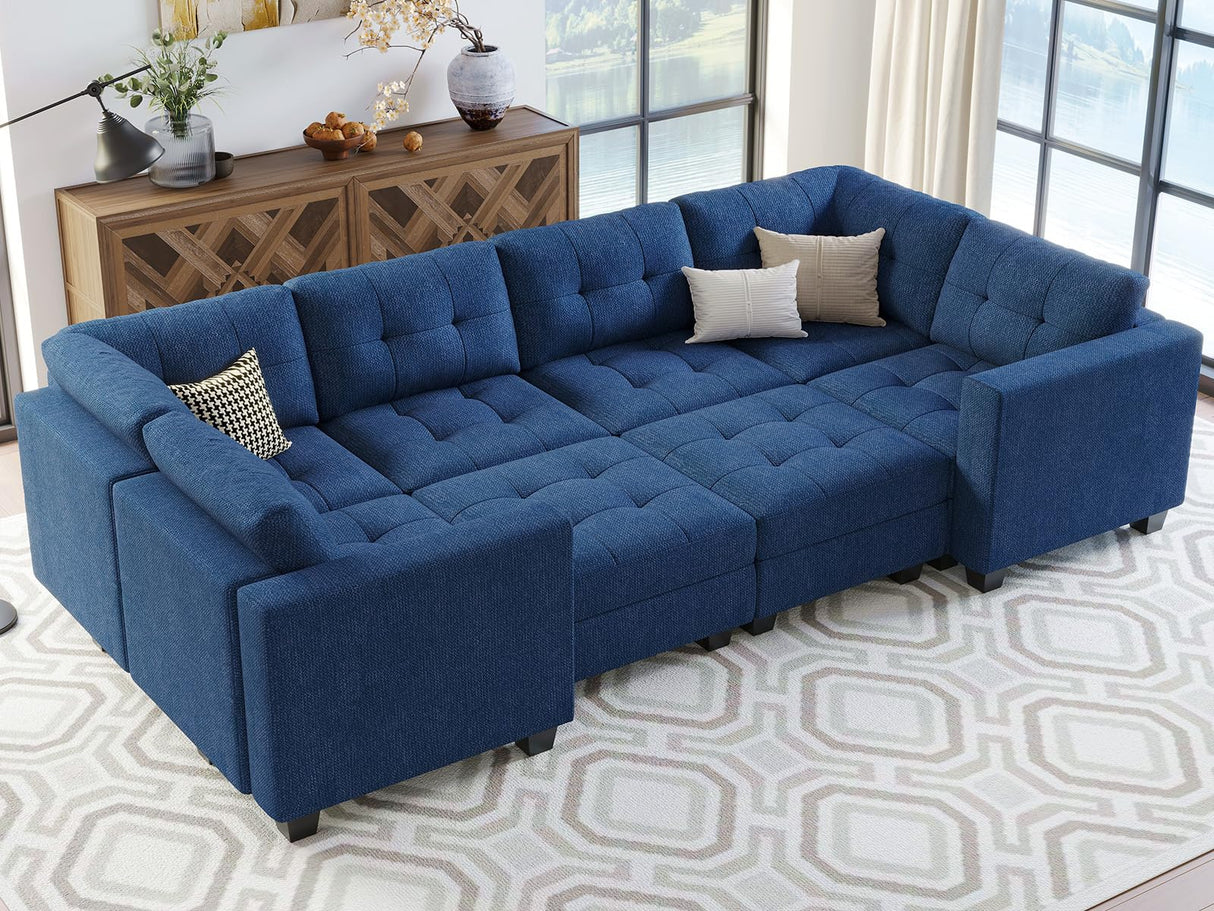 Modular Sectional Sleeper Sofa with Storage Seat Reversible Modular Couch Bed for Living