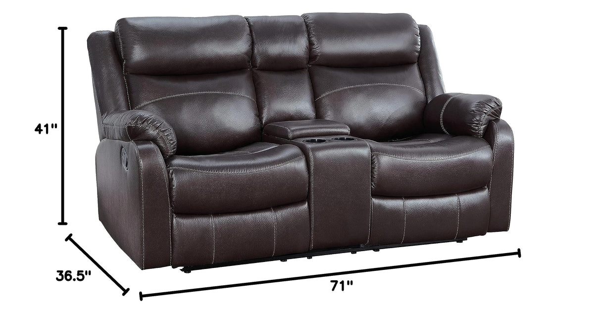 Wall-Hugger Manual Double Lay Flat Reclining Loveseat, Brown