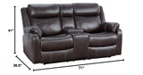 Wall-Hugger Manual Double Lay Flat Reclining Loveseat, Brown