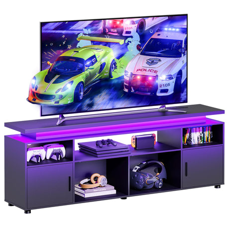 Entertainment Center with LED Lights and Cabinet for 70/75/80 Inch TV, Modern TV