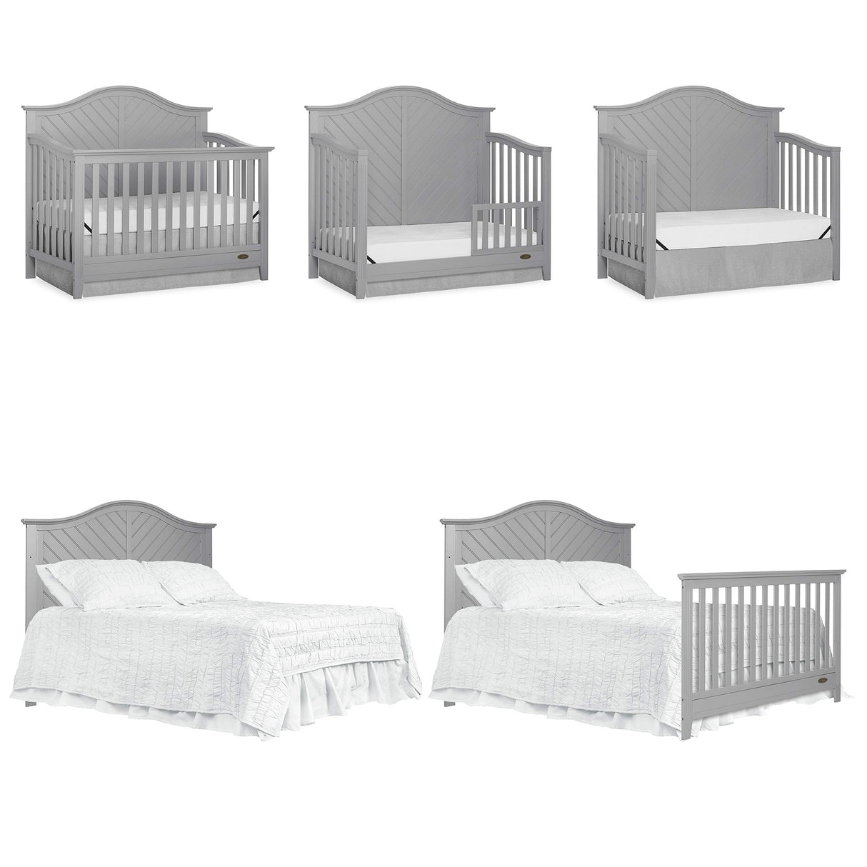 Dream On Me Ella 5-in-1 Full Size Convertible Crib in Pebble Grey, Greenguard Gold Certified