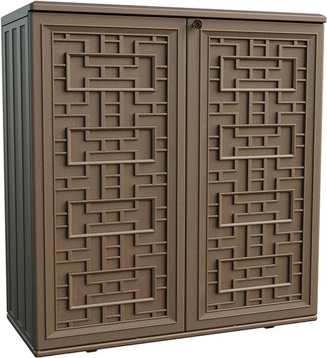 Outdoor Storage Cabinet Waterproof with Shelf, Lockable Outdoor Box