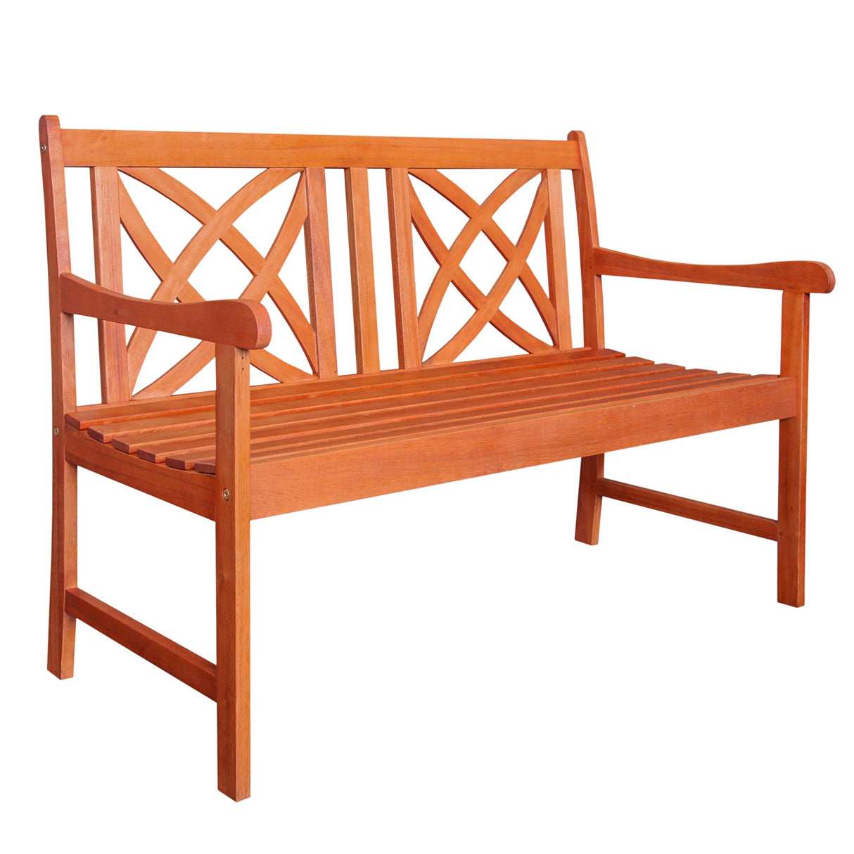 Siesta Red Brown 4Ft Magnolia Eucalyptus Wooden Garden Bench for 2 Seater in Entry Way