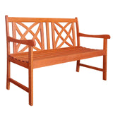Siesta Red Brown 4Ft Magnolia Eucalyptus Wooden Garden Bench for 2 Seater in Entry Way