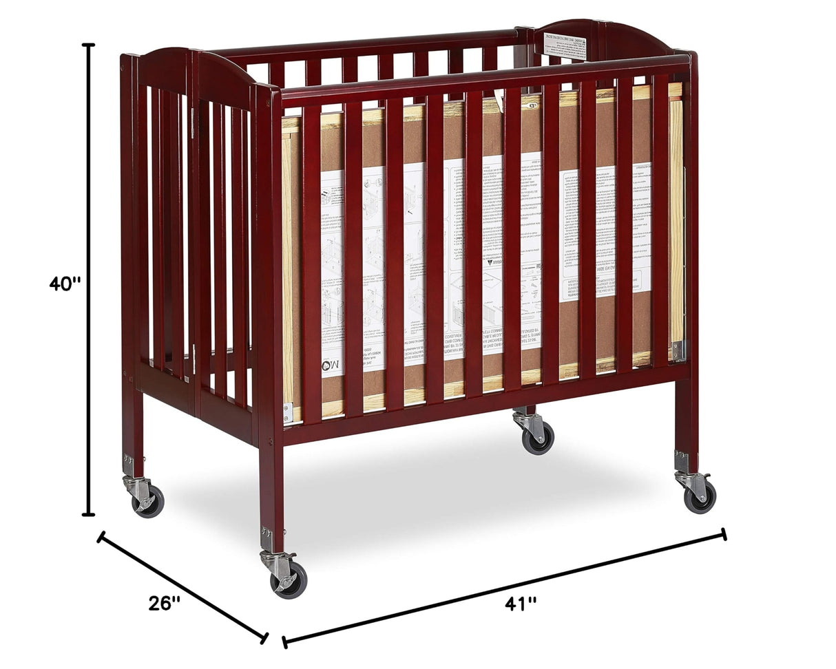 3-in-1 Folding Portable Crib, Cherry, Large