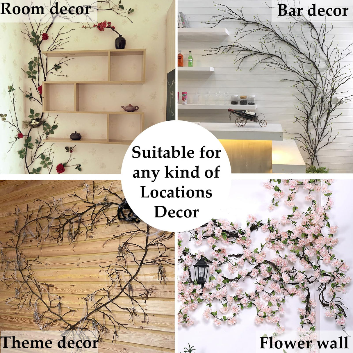 118in Malleable Artificial Floral Tree Branches Twigs Vines Rattan Cherry Blossom