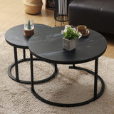 Round Nesting Coffee Table 27" Wood and Metal Stacking Coffee Tables