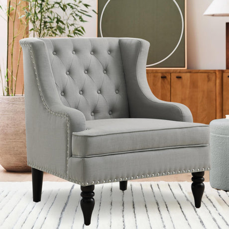 29" Modern Upholstered Armchair with Wingback Accent Leisure Chair, Fabric Reading Single Sofa for Living Room Bedroom Balcony Studio, Standard, Textile Gray