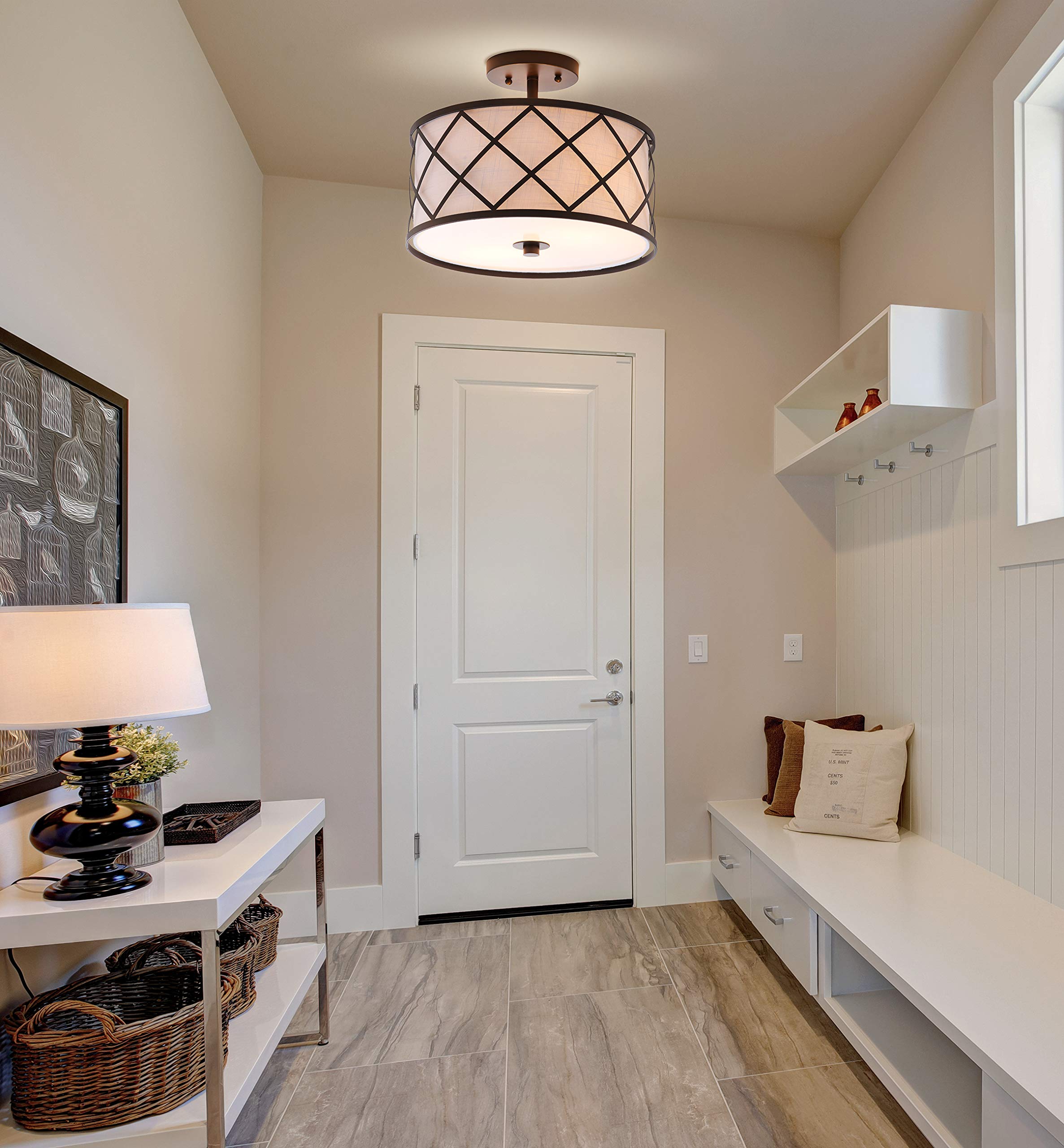 3505B Elizabeth 13.25" Metal LED Flush Mount, Contemporary