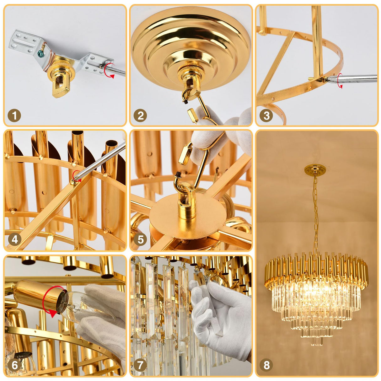 Modern Crystal Chandelier Round Luxury Gold Chandelier Crystal Pendant