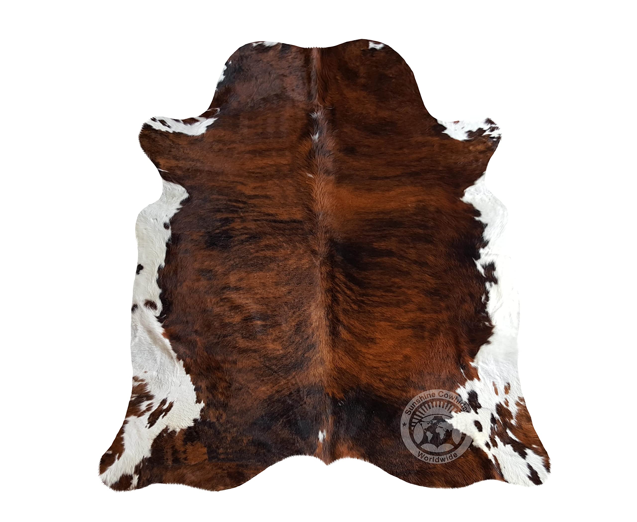 100% Genuine Dark Brindle Tricolor Cowhide Rug - Modern Style Animal Skin Rug & Floor