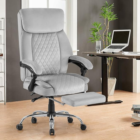 Velvet Ergonomic Office Chair, Adjustable Arms Wide Managerial Executive Home Computer Chair