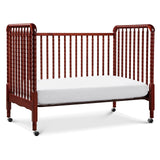 Jenny Lind 3-in-1 Convertible Crib in Rich Cherry, Removable Wheels, Greenguard Gold