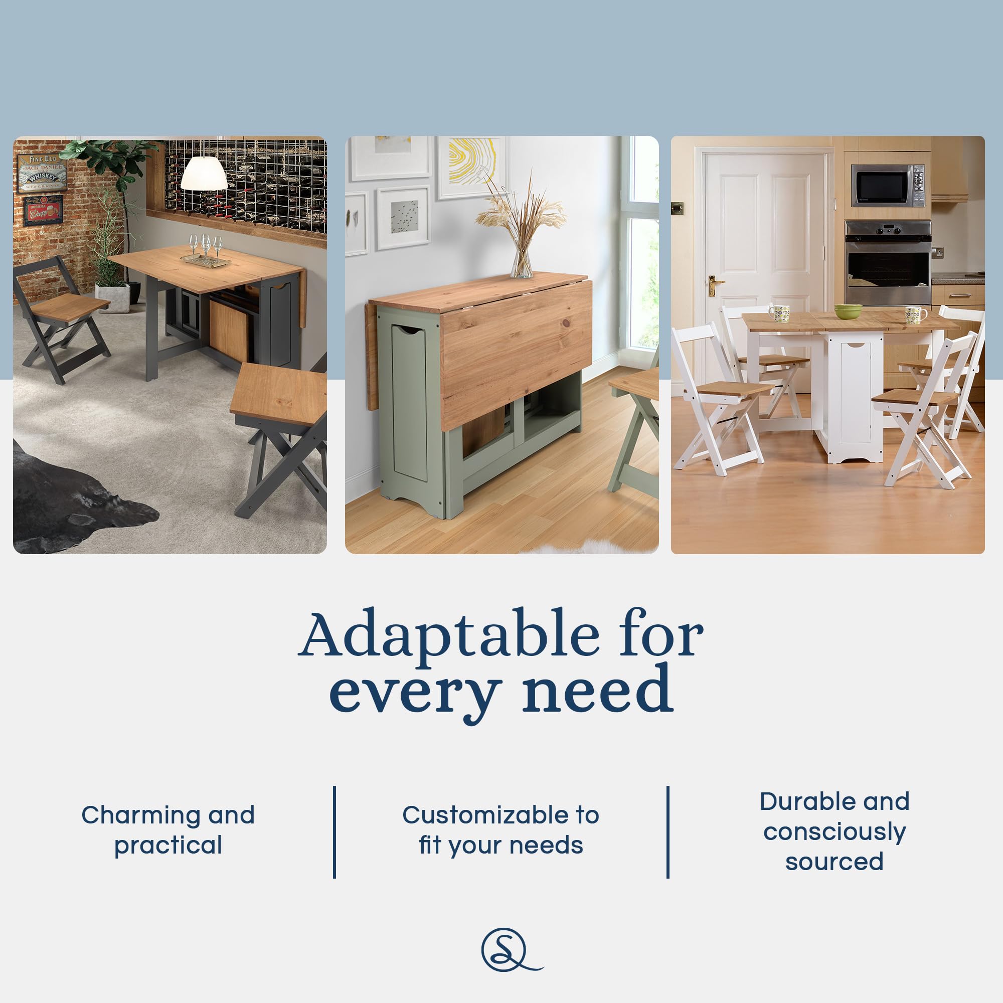 Santos Butterfly Dining Set - 5 Piece Folding Table with 4 Nesting Chairs