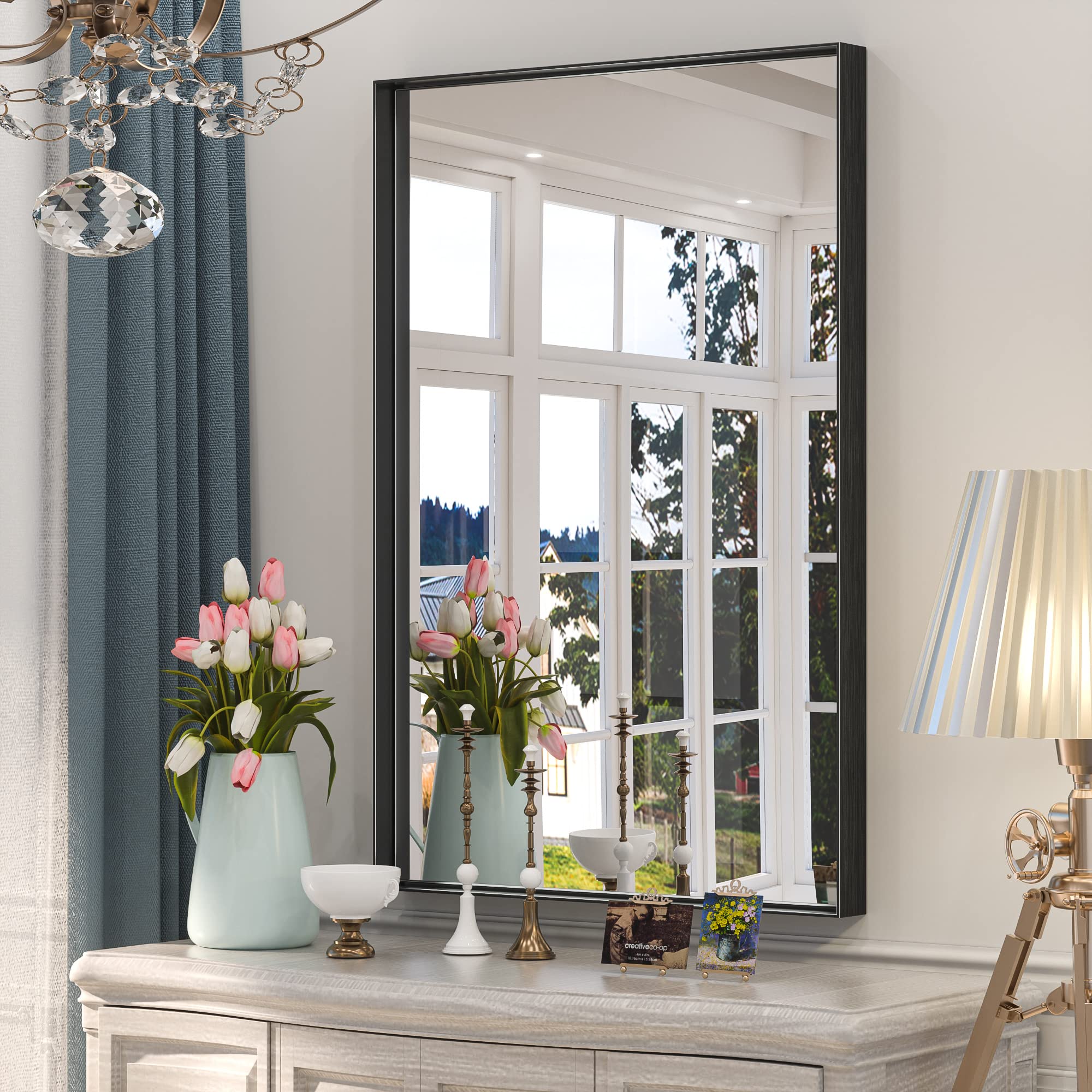 Black Bathroom Mirror  Rectangular Wall Mirror