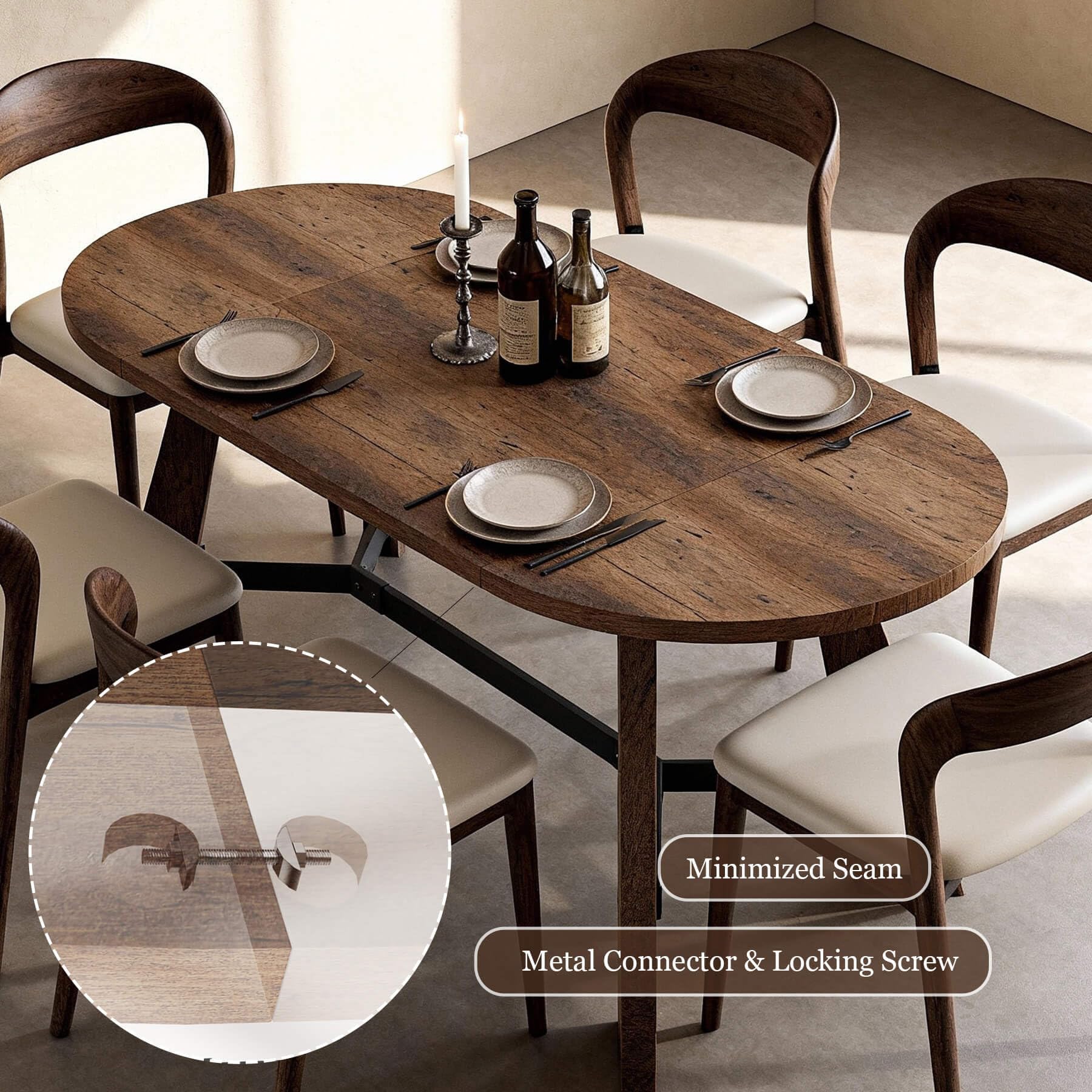 70.86" Oval Dining Table for 6-8 People with Tapered Legs