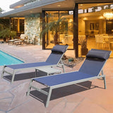 Patio Chaise Lounge Set, Aluminum Pool Lounge Chairs with 5 Adjustable Position