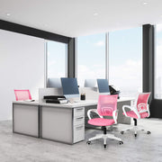 Office Chair Computer Desk Chair Gaming Ergonomic Mid Back Cushion Lumbar Support with Comfy Mesh Adjustable Swivel Rolling Home (Pink)