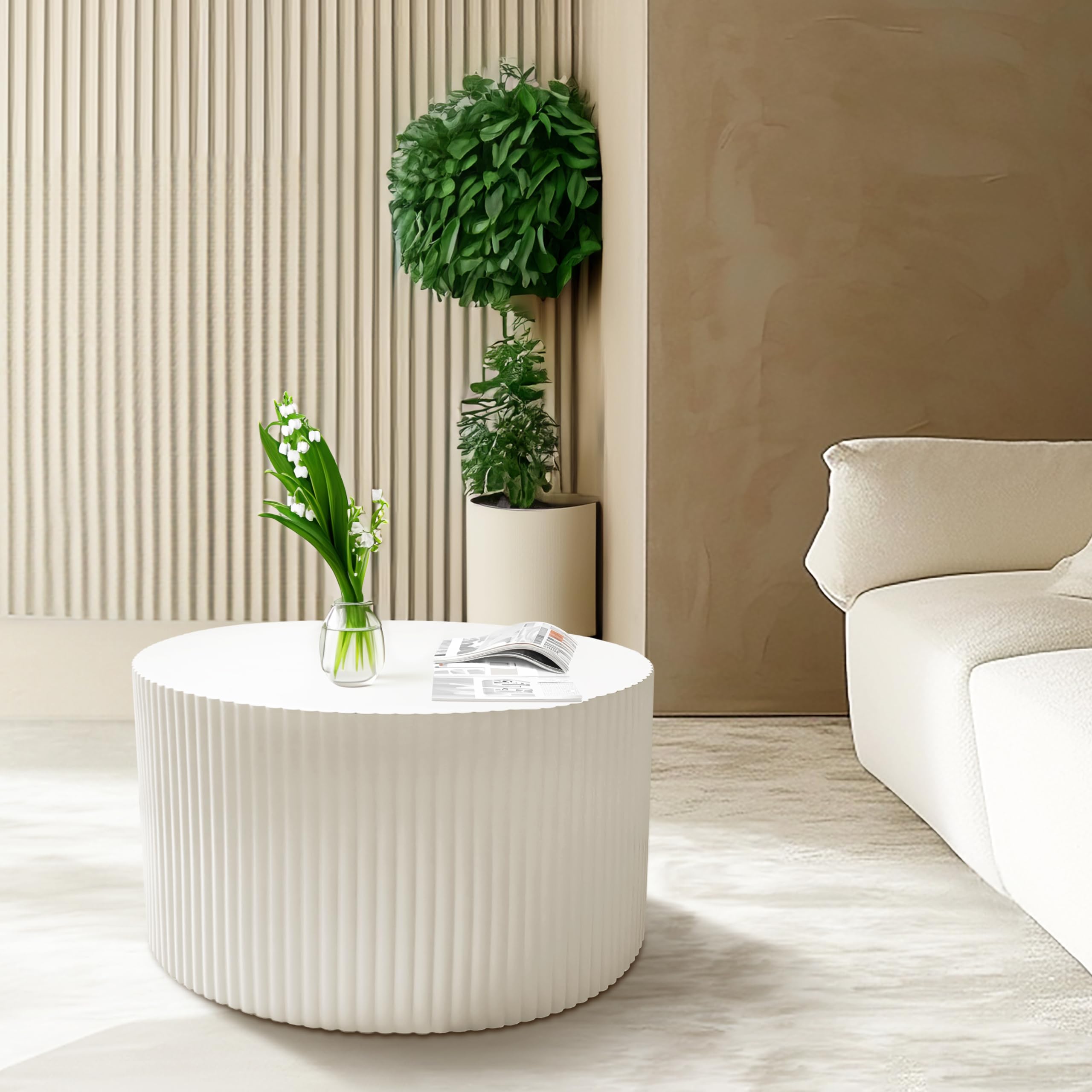 Nesting Coffee Table Set of 2, Modern Drum Side Table End Table