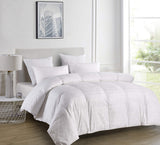 Blue Ridge Home Fashions Luxury 600 Thread Count Windowpane Pattern Oversize Down Alternative Comforter - Hypoallergenic Polyester Fill, King, White