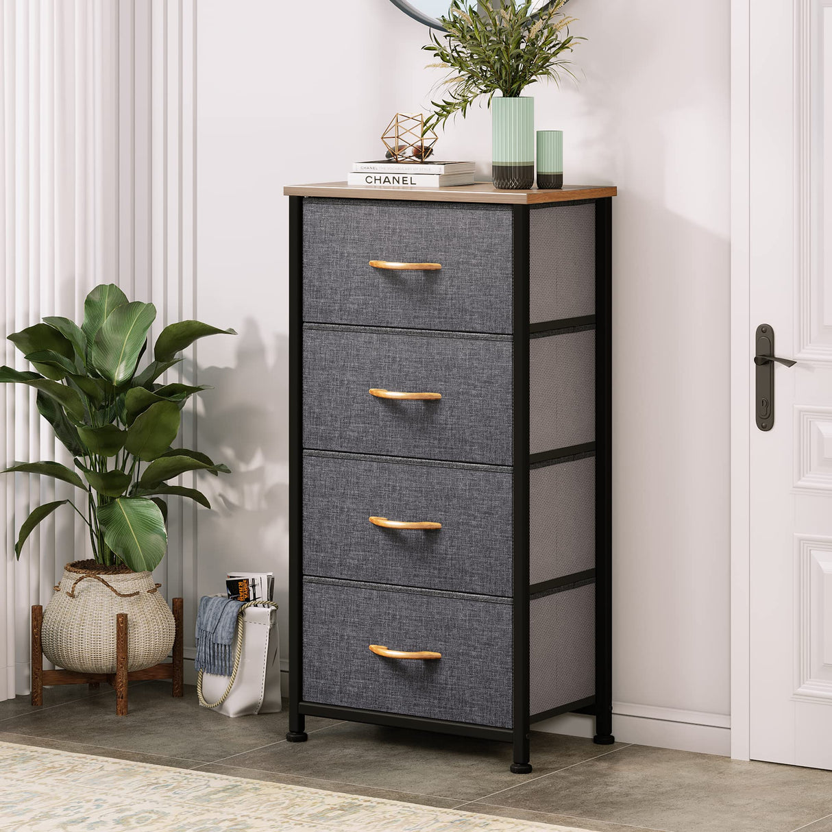 4 Drawers Dresser, Small Dresser for Bedroom, Fabric Storage Tower, Chest of Drawers