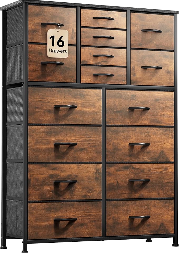 16 Drawer Dresser, Fabric Dresser for Bedroom, Large Chest of Drawers