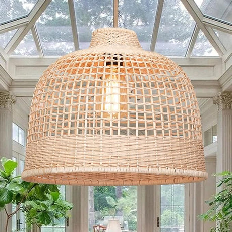 Rattan Pendant Lights, Hand-Woven Wicker Light Fixture for Kitchen Island,