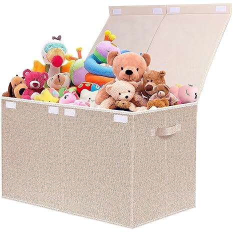 Large Toy Box Chest Storage with Lid - Collapsible Kids Toys Boxes Organizer Bins