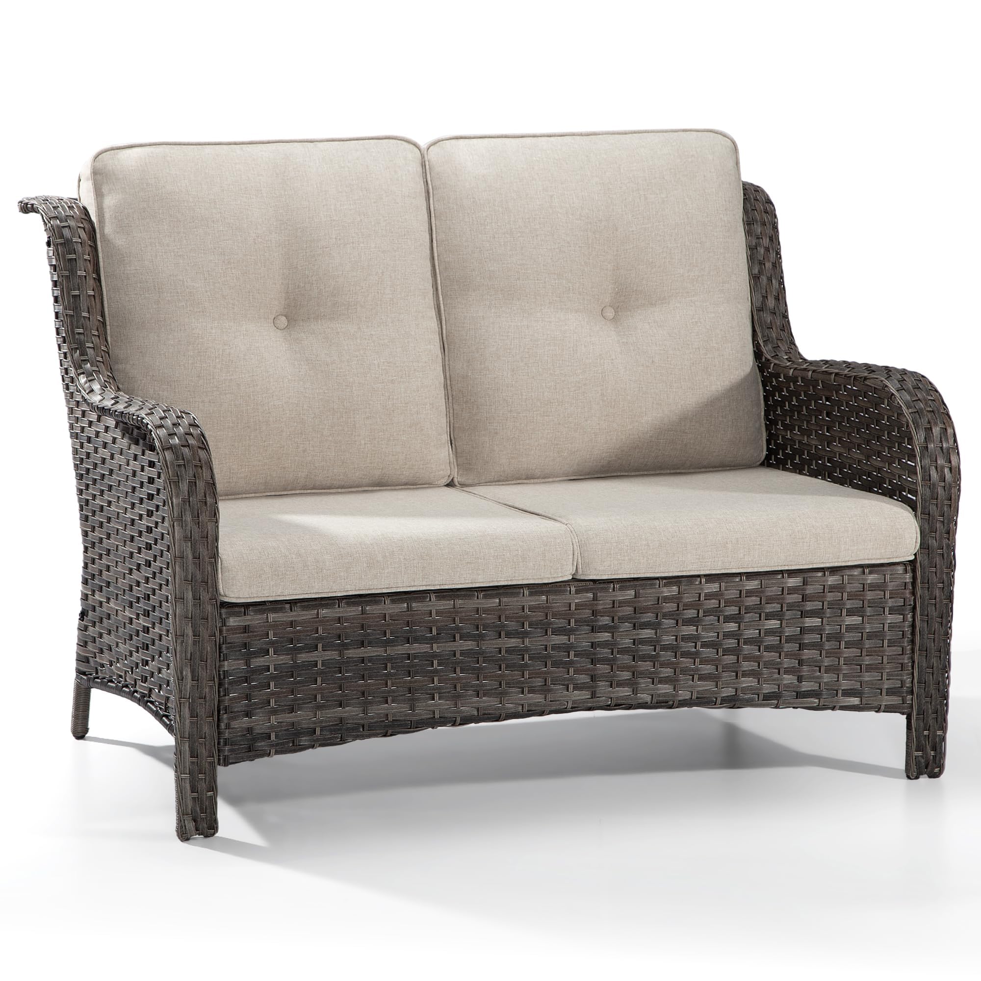 Patio Loveseat Sofa Outdoor Wicker Couch, 2-Seater Furniture
