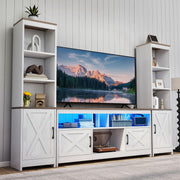 Farmhouse TV Stand for 65" TVs with LED Lights & Storage
