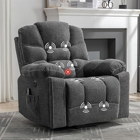 Power Lift Recliner Chair with Massage and Heat, Large Comfortable Chenille