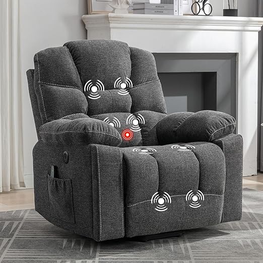 StoneCraft Light Grey Power Lift Recliner Chair with Massage, Heat and Cup Holders