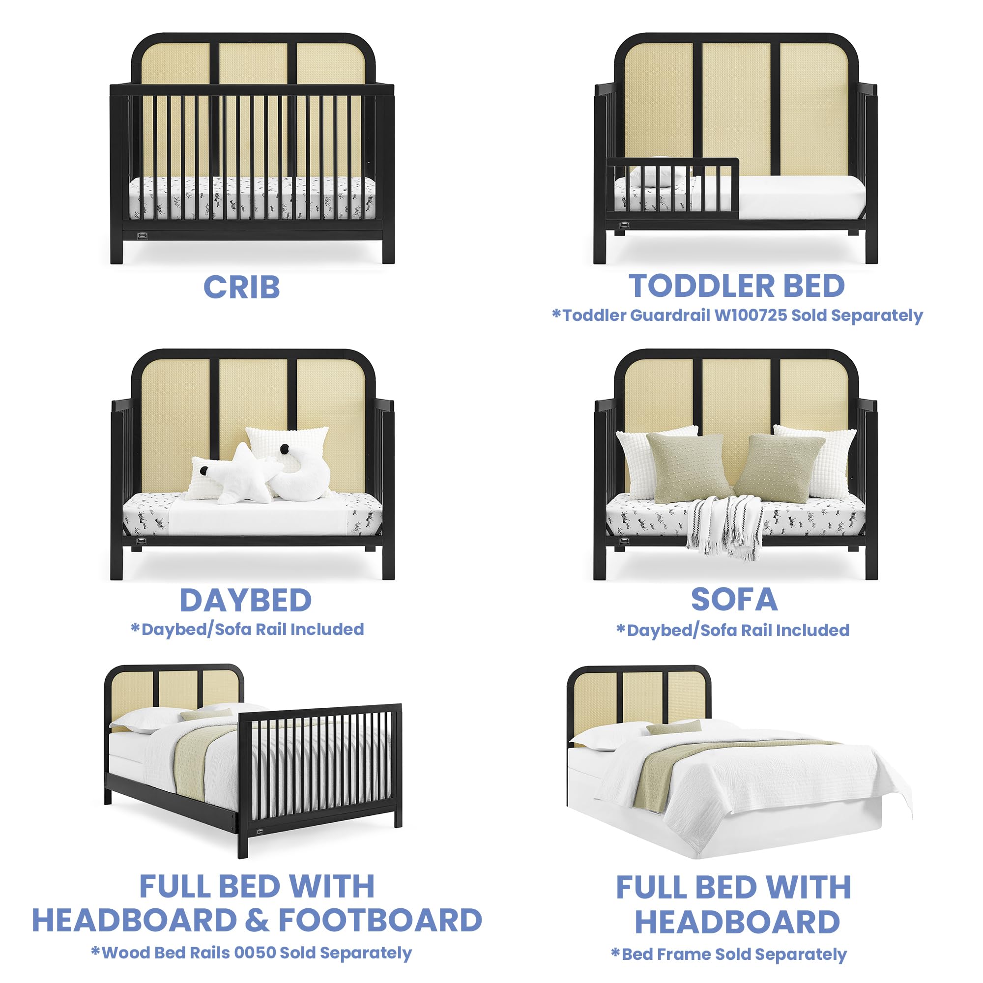 Theo 6-in-1 Convertible Crib - Greenguard Gold Certified, Black/Textured Almond