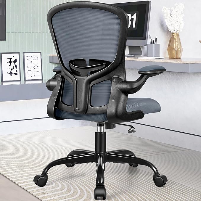 Office Desk Chairs, Ergonomic PC Desk Chair with Wheels, Adjustable Lumbar Support