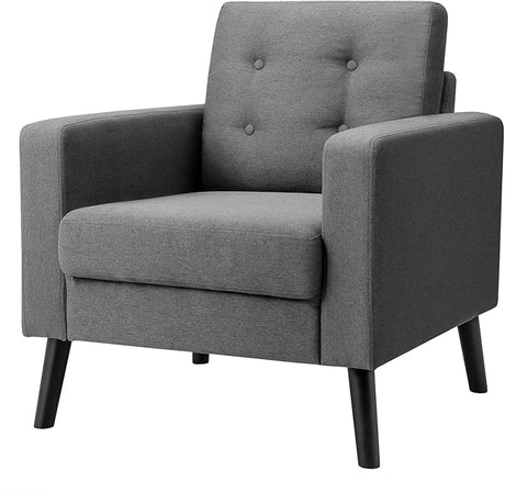 Chairs for Living Room, Mid Century Modern Armchair Velvet Upholstered Comfy Side Chair Button Tufted Back Lounge Reading Chair for Bedroom - Valencia (Navy Blue)