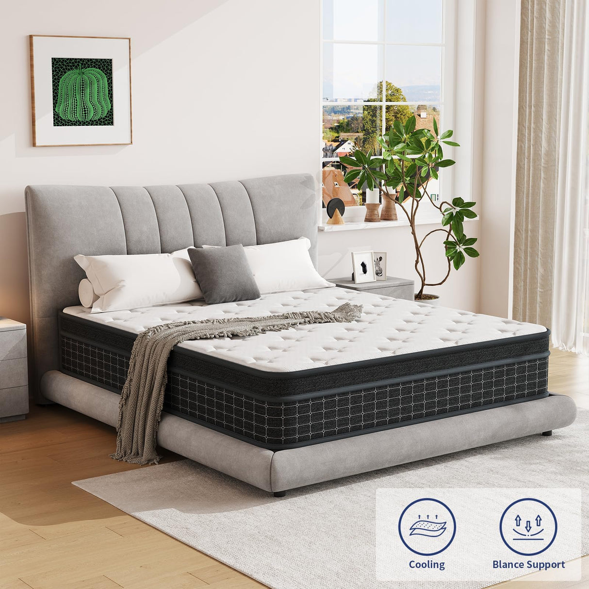 King Size Mattress, 12 Inch King Mattress in a Box, Memory Foam Hybrid Matress with Individual Pocket Spring
