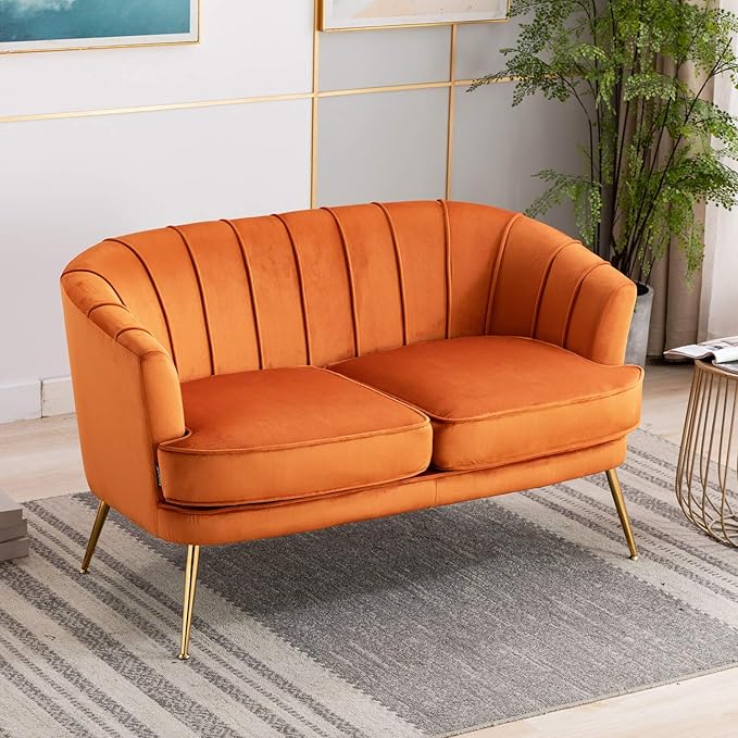 Modern Velvet Barrel Chair Accent Armchair with Golden Legs for Living Room Bedroom