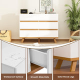 White 6 Drawer Dresser for Bedroom, Modern Wooden Storage Organizer