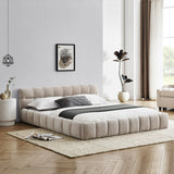 Queen Size Bed Frame, Chenille Upholstered Platform Bed with Cloud Soft Headboard