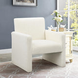 Sherpa Accent Chair Modern White Fluffy Boucle Chair Cozy Teddy Upholstered Armchair