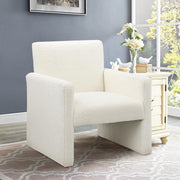 Sherpa Accent Chair Modern White Fluffy Boucle Chair Cozy Teddy Upholstered Armchair