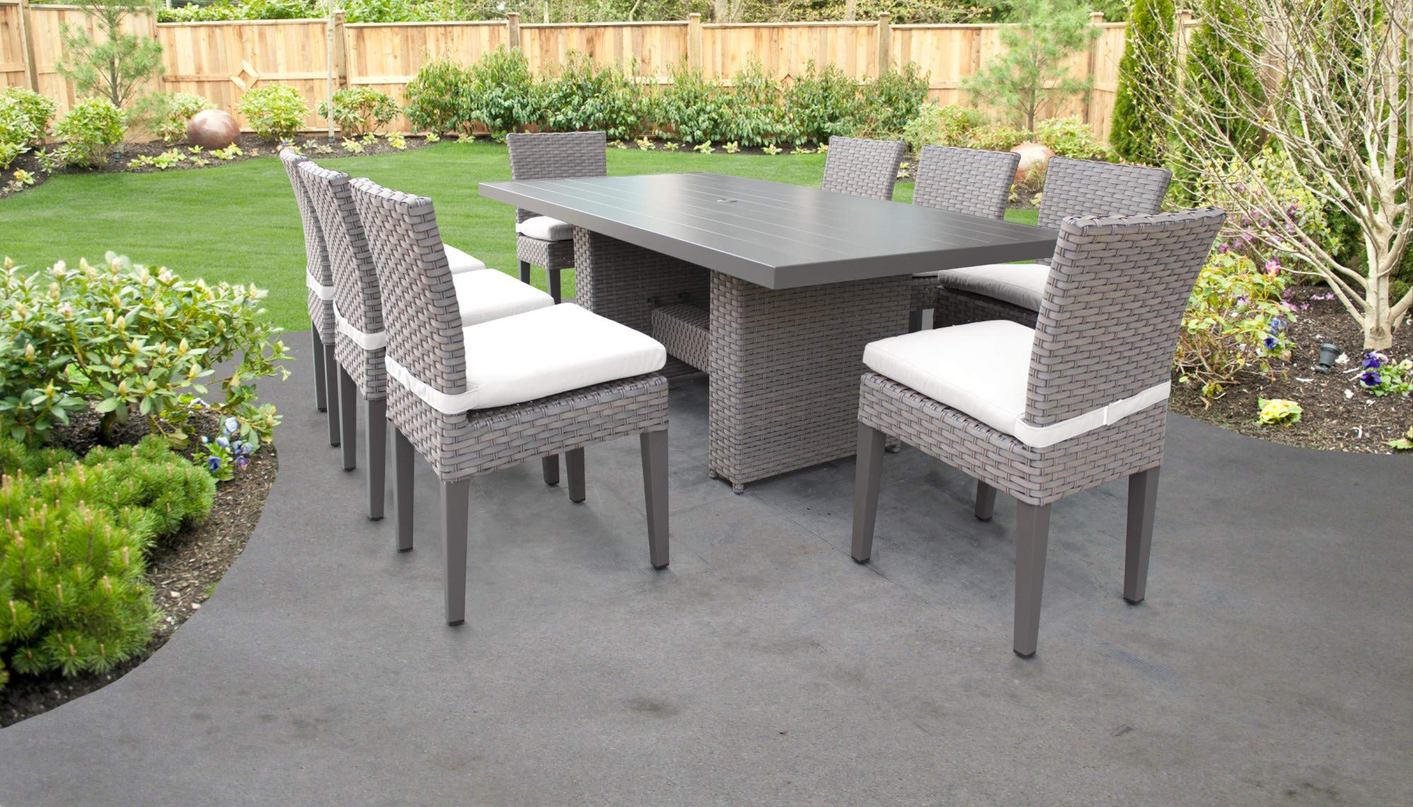Florence 9-Piece Outdoor Dining Set with Cushions, White