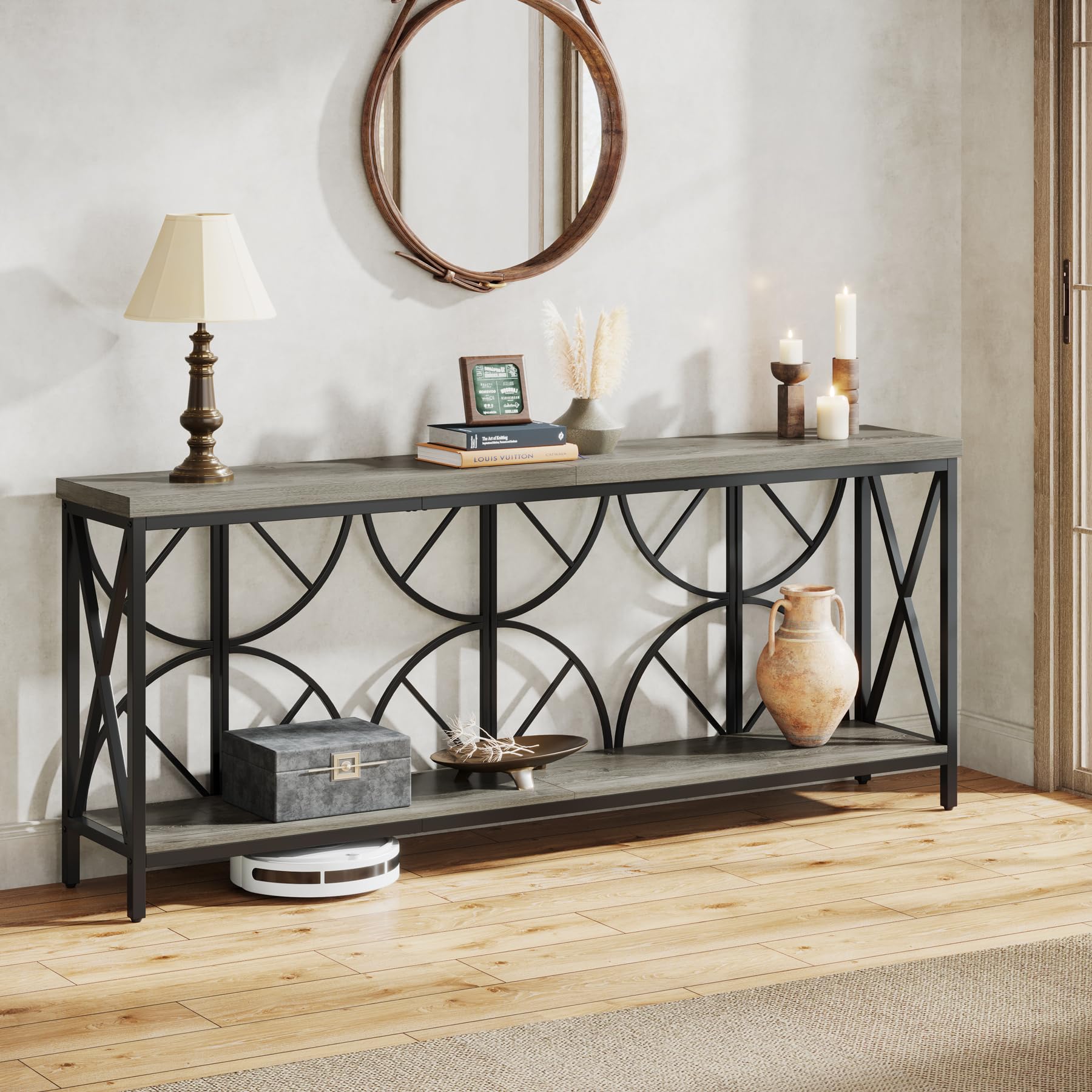70.9-Inch Extra Long Console Table with Storage - Narrow Sofa Table
