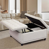 Storage Ottoman Coffee Table, 35 Inch Large Square Storage Ottoman