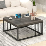 Square Coffee Table, Modern Center Table with Split Tabletop for Living Room